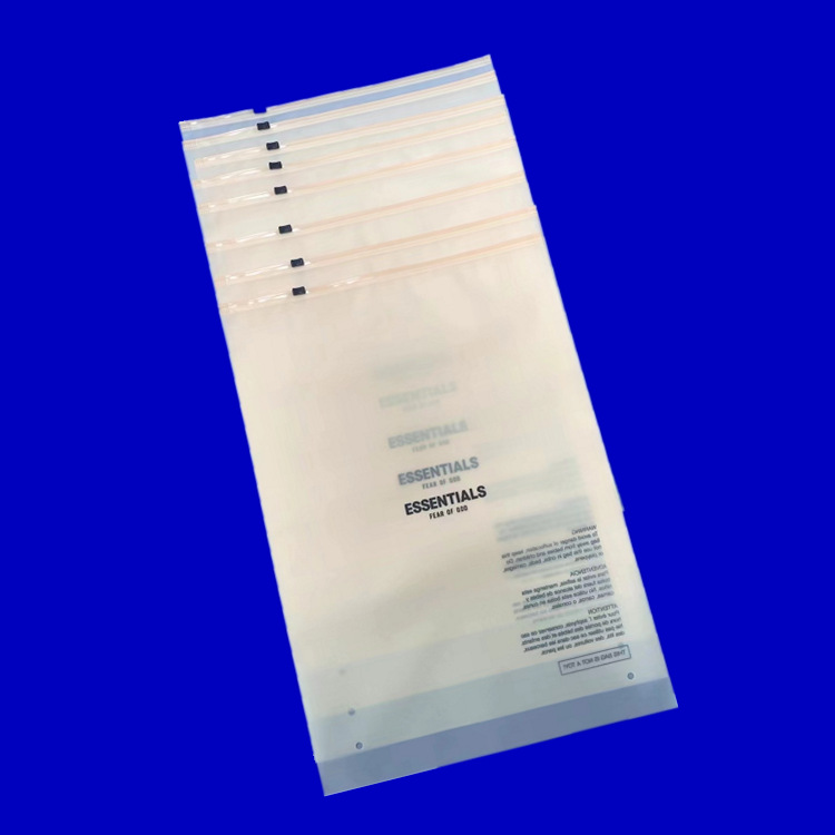 ESSENTIALS Plastic Packaging Bags - Plastic Clothing Bags - FOG Semi-Transparent Matte Ziplock Bags in Beige